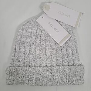 NWT Softies Heather Grey Chunky Rib Marshmellow Beanie
